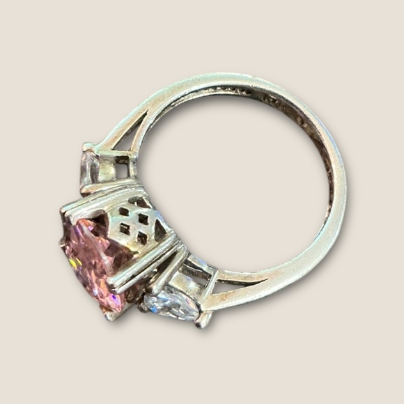 Vintage Sterling Pink and Clear CZ Ring - Picture 7 of 7